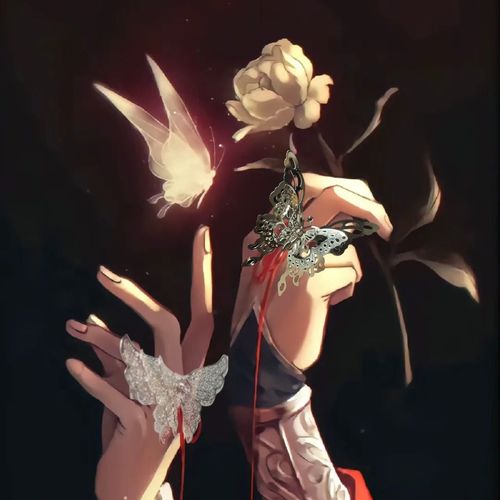 天官赐福银蝶花城饰品银蝶戒指蝴蝶戒指cos服古装配饰首饰红带子