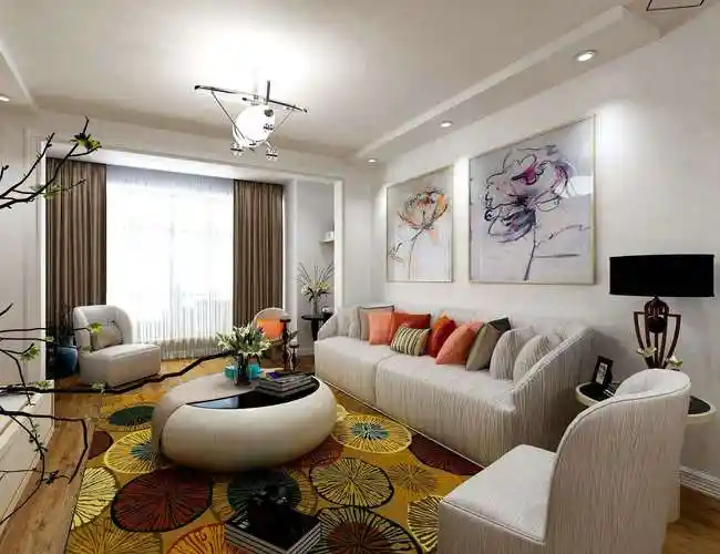 客厅现代吊顶70平米装修