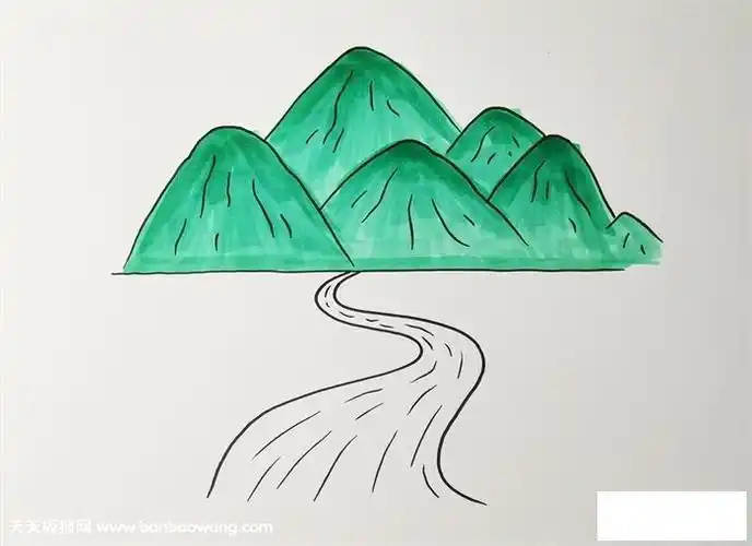 儿童画最高山的简笔画