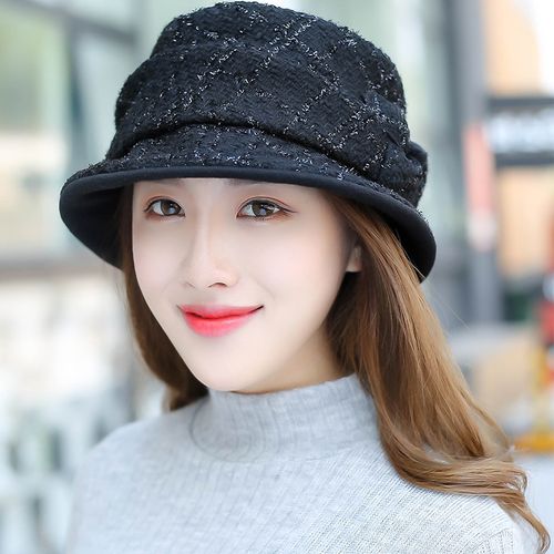 帽子女春秋小沿渔夫帽秋女士韩版休闲女帽秋冬盆帽卷边贝雷帽