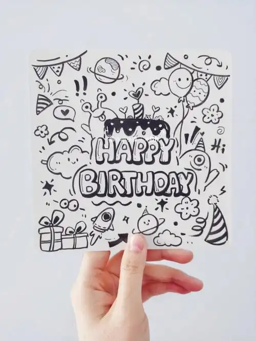 万物皆可涂鸦简笔画手绘卡片便携咖啡机