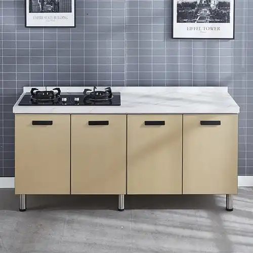 橱柜厨房灶台柜岩台面家用一体大理石组合整体餐边柜