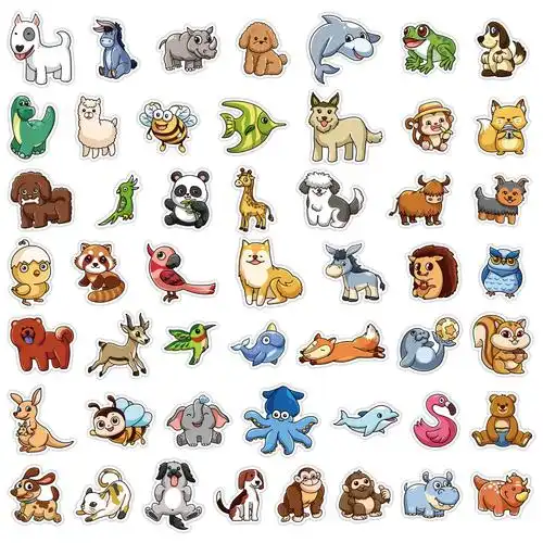 50-400张卡通可爱小动物贴画手机壳行李箱笔记本儿童文具手账贴纸
