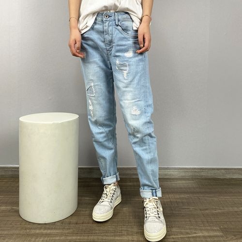 大码女裤男朋友able jeans女牛仔裤子春秋潮款浅色锥形小脚裤长裤