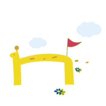 矢量卡通黄色幼儿园大门口设计