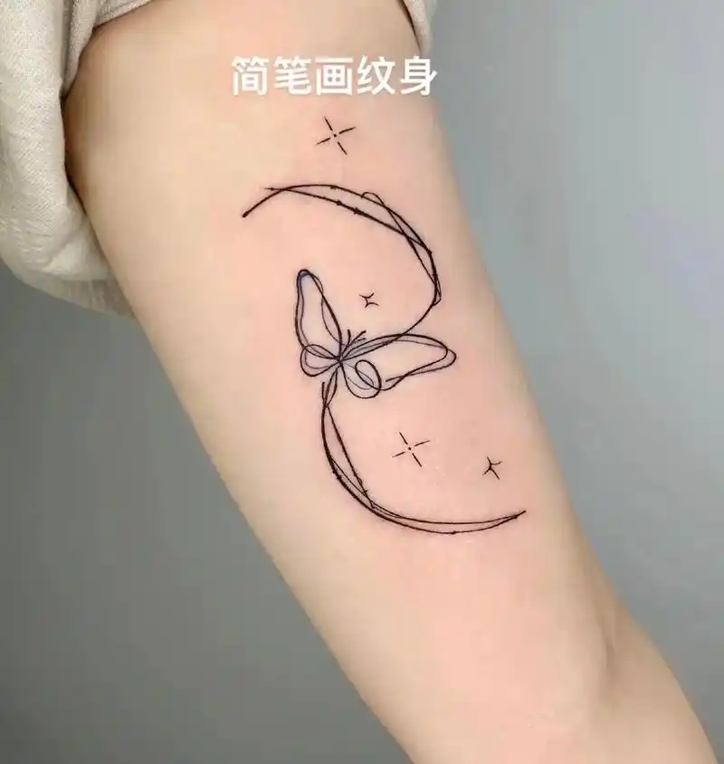 简笔画,简约而不简单,女生喜欢的小纹身 #纹身#纹 - 抖音