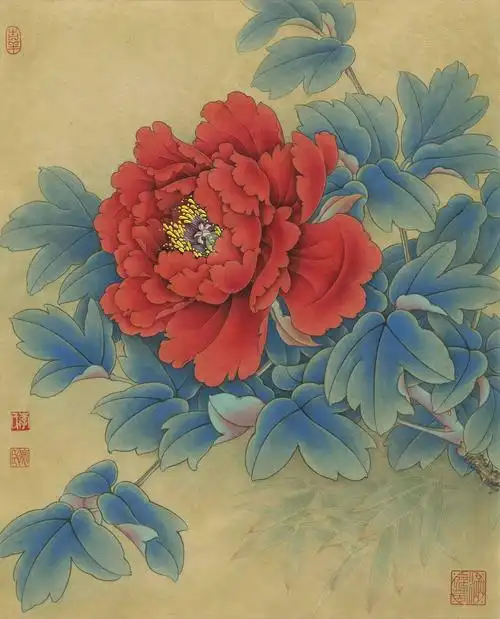 0027_李怀臣工笔牡丹高清图jpg格式_状元红