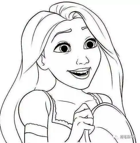 长发公主乐佩迪士尼卡通人物简笔画大全14卡通动漫简笔画   5068