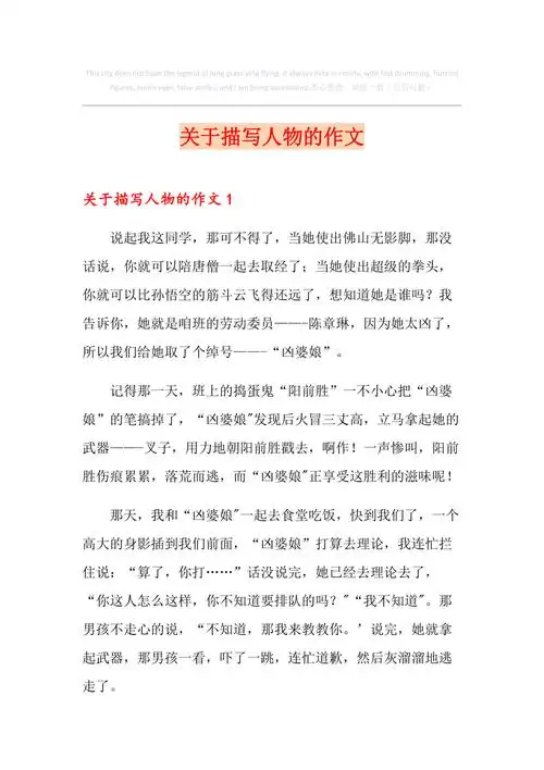 关于描写人物的作文