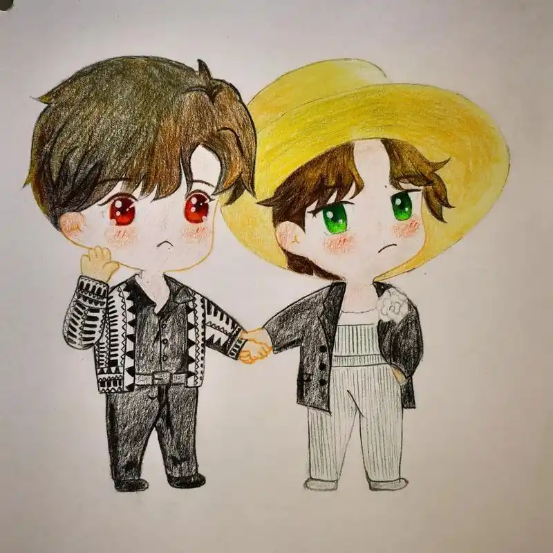 手绘 画画小白时隔n久的画作 #博君一肖 永远热爱 #画画 - 抖音