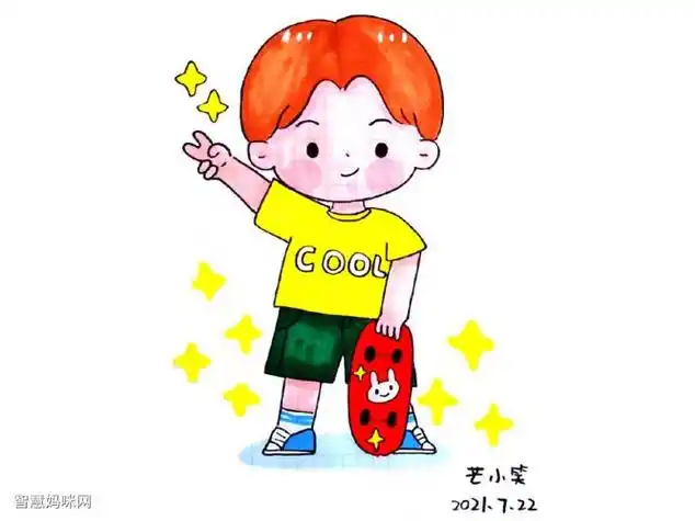 小男孩简笔画图片背书包的小男孩简笔画教程简笔画--q版乐观的男孩