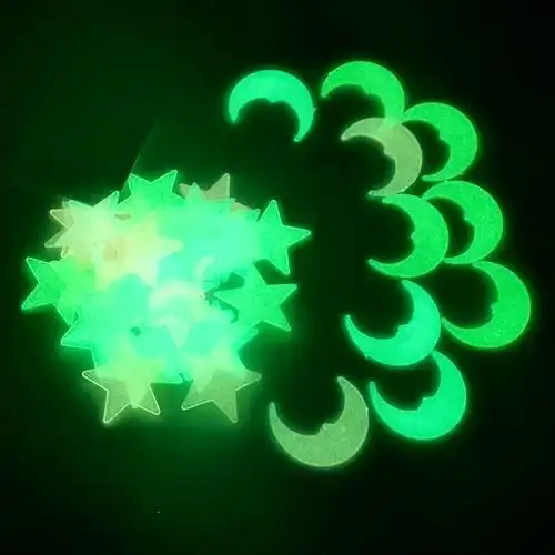 夜光星星月亮组合荧光贴宿舍儿童房装饰diy发光立体卡通塑料墙贴