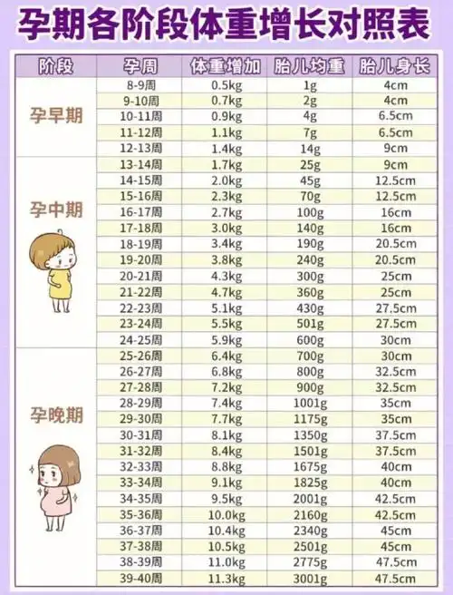 孕期必备孕期体重增长表体重控制方法