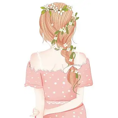 小清新女生背影 女孩背影png   唯美卡通人物头像