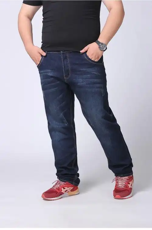 南极人nanjiren秋冬季弹力牛仔裤男加肥加大码宽松直筒厚款男装肥佬特