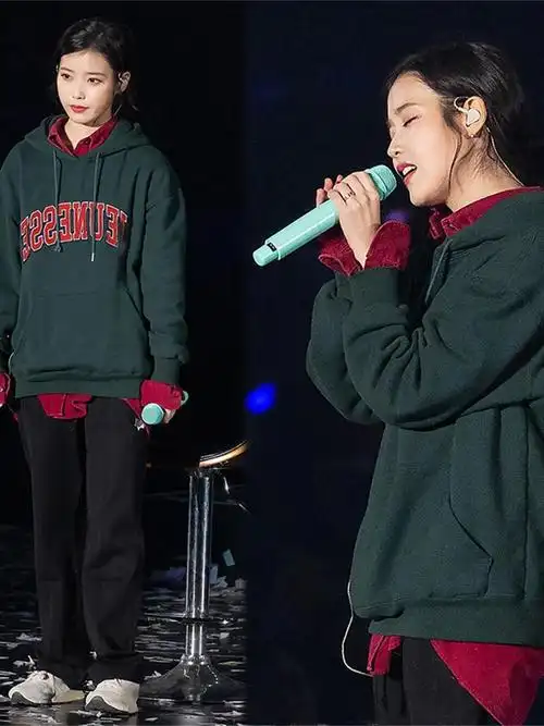 iu李智恩同款卫衣_maje doreen李智恩iu同款卫衣女演唱会绿色宽松字母
