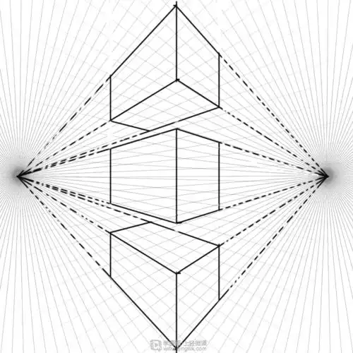 临摹两点透视正方体美术基础两点透视的训练