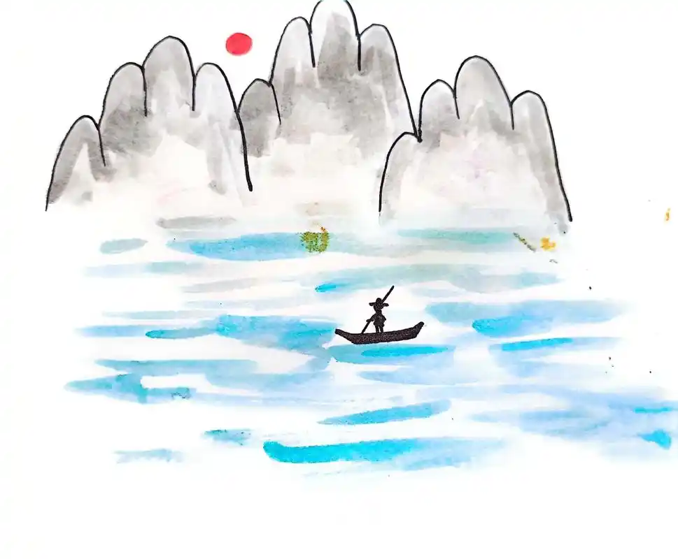 用你的小手画祖国的大好山河吧,简单好看!#山水 - 抖音