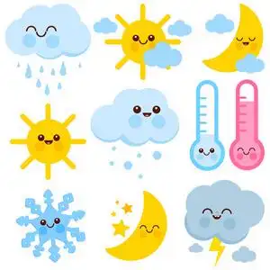 可爱的天气图标矢量集照片