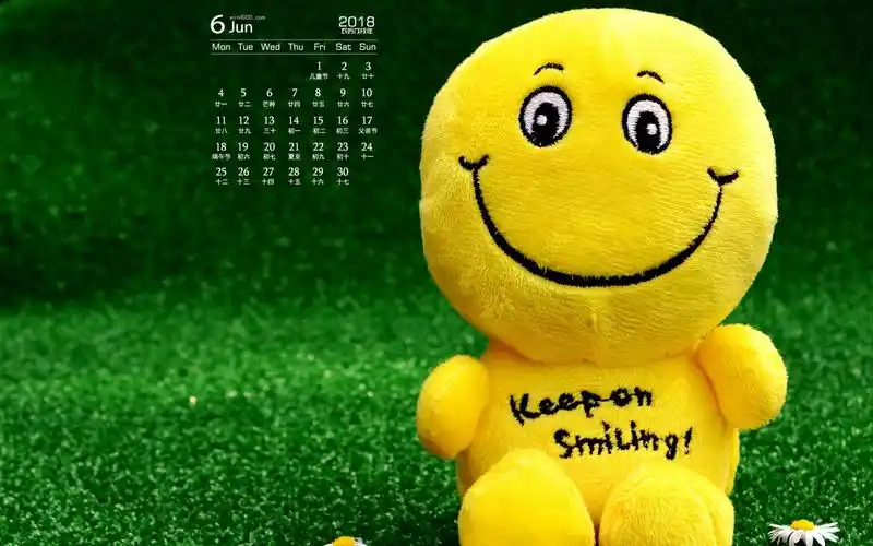 2018年6月治愈系可爱笑脸图片日历壁纸