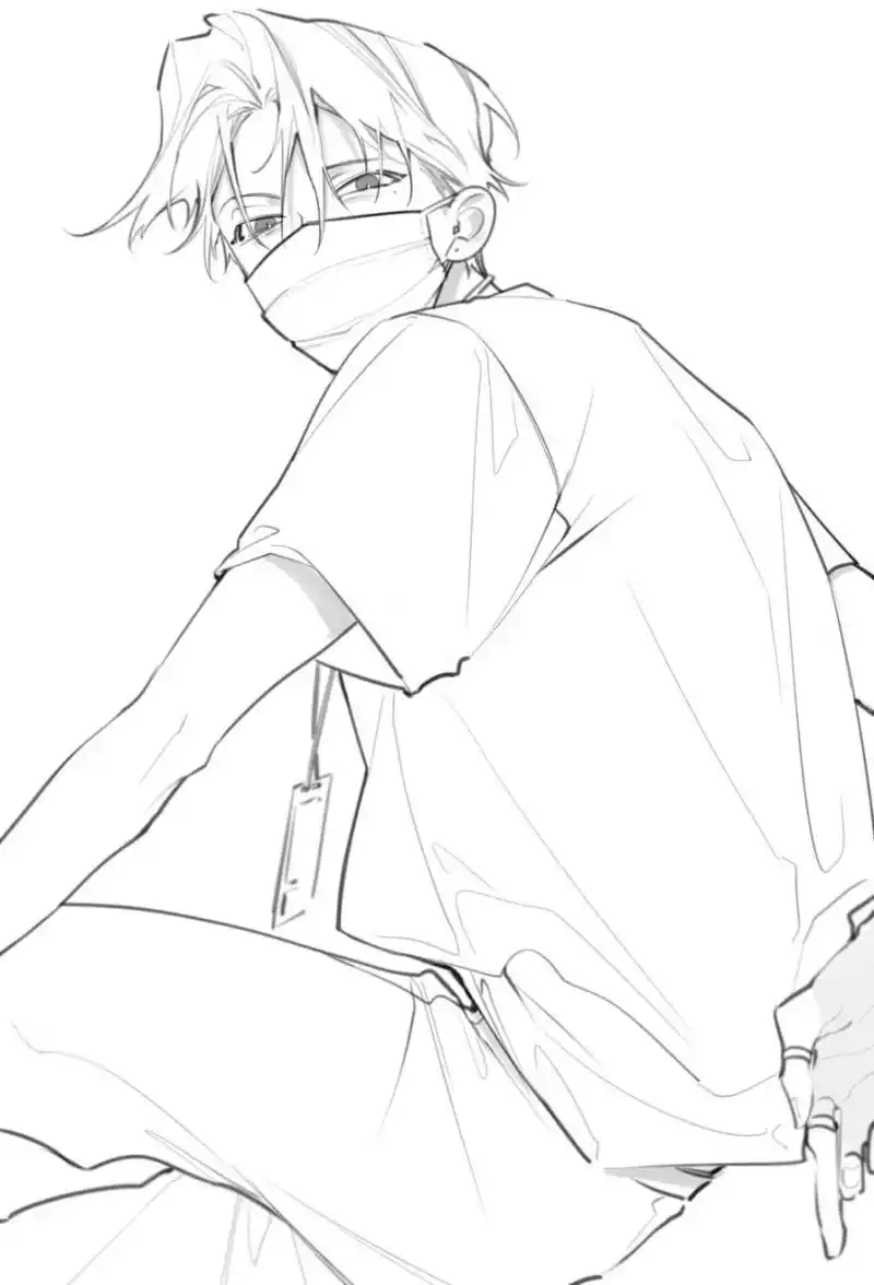 67日韩系男生线稿素材合辑 twi:pesa21