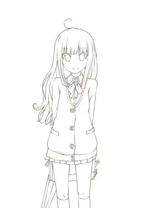 画女孩简笔画 全身美丽的少女简笔画小女孩简笔画截图 闺蜜头