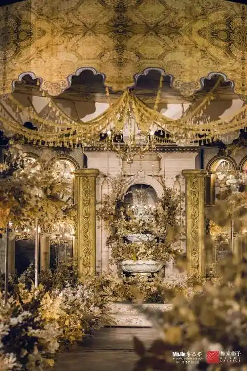 洛可可与巴洛克风格相融合的香槟金色系婚礼
