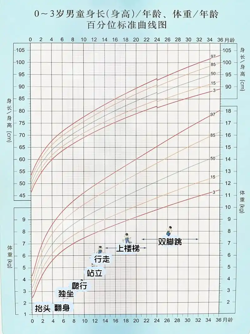 🔥宝宝身高体重表🔎1分钟教你看懂生长曲线 婴幼儿标准身高体重表