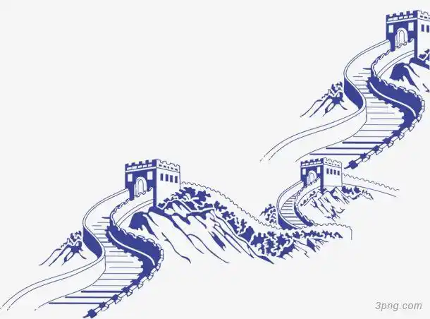素描红色大气哈弗长城汽车长城雪景花朵花卉之万里长城长城矢量剪影