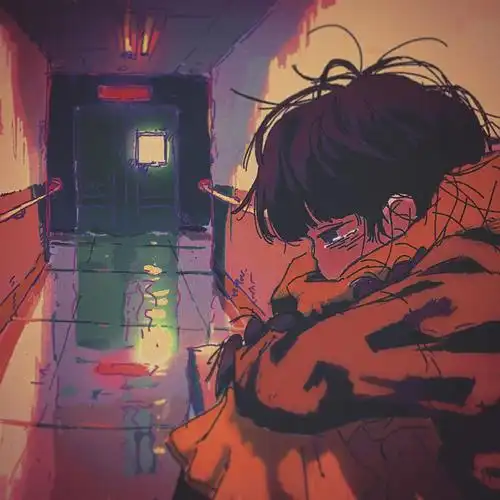 cr:wooya_91韩国插画师漫画人物,孤独落寞,插画手绘