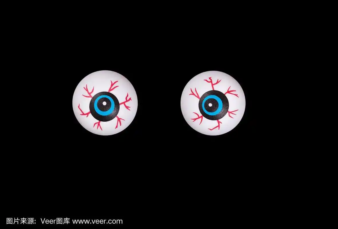 恐怖的眼球万圣节孤立的黑色背景
