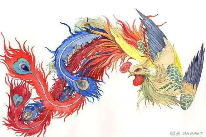 附近村民在火光之中看见一大一小两只凤凰,二鸟从火焰中飞出来冲上