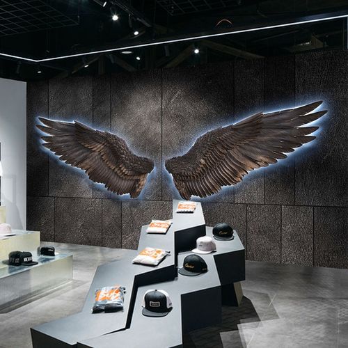 天使之翼黑色翅膀壁纸网红打卡抖音直播个性化背景图酒吧ktv墙纸