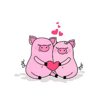 i>一 /i> i>对 /i>相爱的 i>猪 /i>,两只可爱的心脏动物,在白色背景