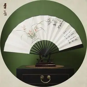 扇子中国风书画男扇子手绘山水折扇仿乌木竹扇礼品宣纸扇包邮