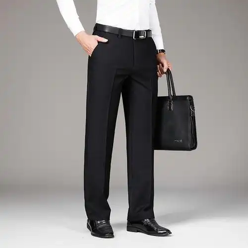 don)冬天厚款休闲裤男士直筒长裤子宽松弹力青年男装大码冬季正装西裤