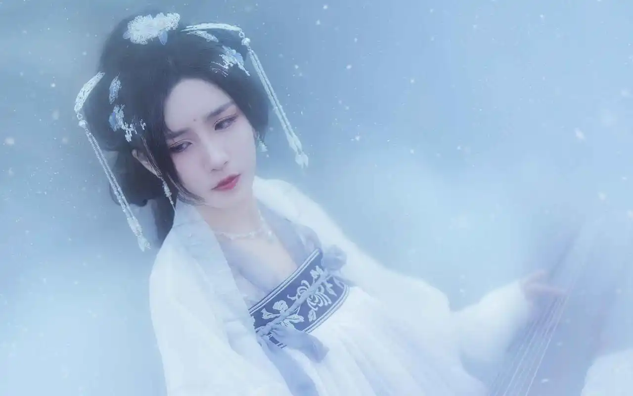 白衣古风美女雪中意境高清壁纸高清大图预览1920x1200_美女壁纸下载