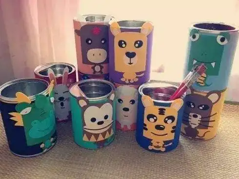 大二班亲子手工 奶粉罐创意画 快乐迎新年