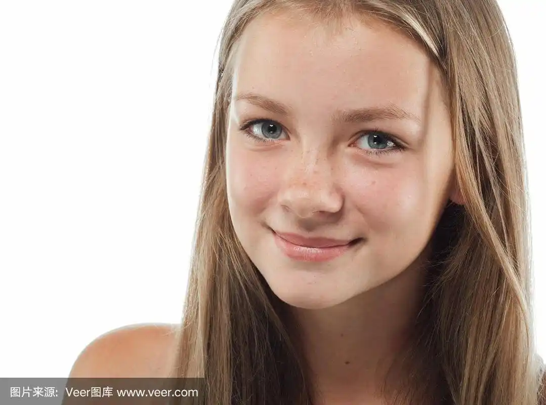 雀斑,可爱的,少女,白色,自然美