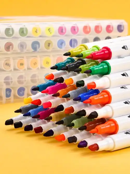 彩笔得力全套油性无味无毒80色正版马克笔