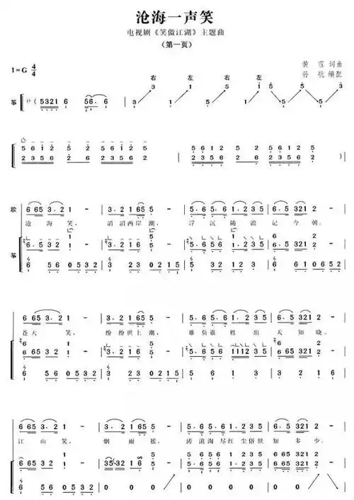 【古筝谱】沧海一声笑