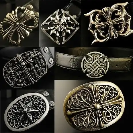 复古花纹十字扣新款克罗心皮带男真皮泰银镂花牛皮裤腰带男韩版潮