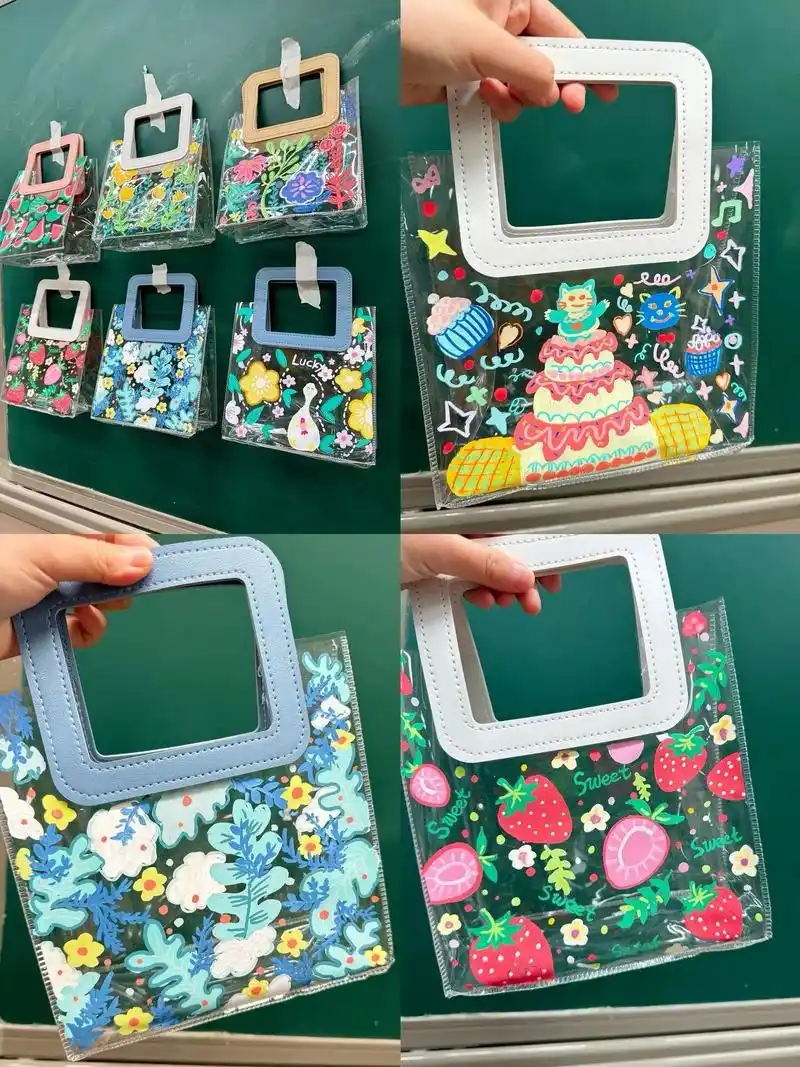 透明手提袋绘画.创意手提袋绘画活动#创意手工#创意绘画 #透 - 抖音