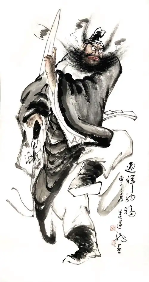 钟馗水墨竖幅四尺手绘风水神武驱邪镇装饰客厅国画