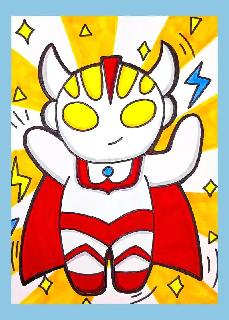 奥特曼儿童画.#简笔画 奥特曼#手绘 #画画 #每日一画 # - 抖音