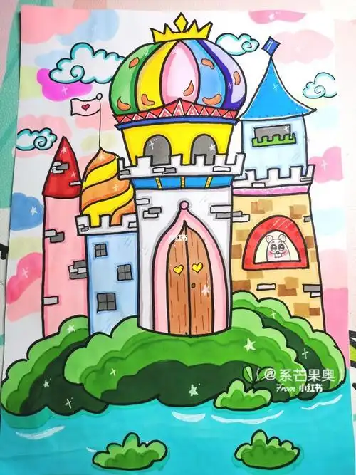 童话城堡主题画儿童画简笔画童话故事简笔画儿童画城堡马克笔