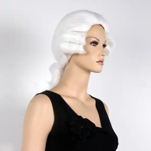 白色男士法官假发套批发 律师假发厂家直销 动漫假发