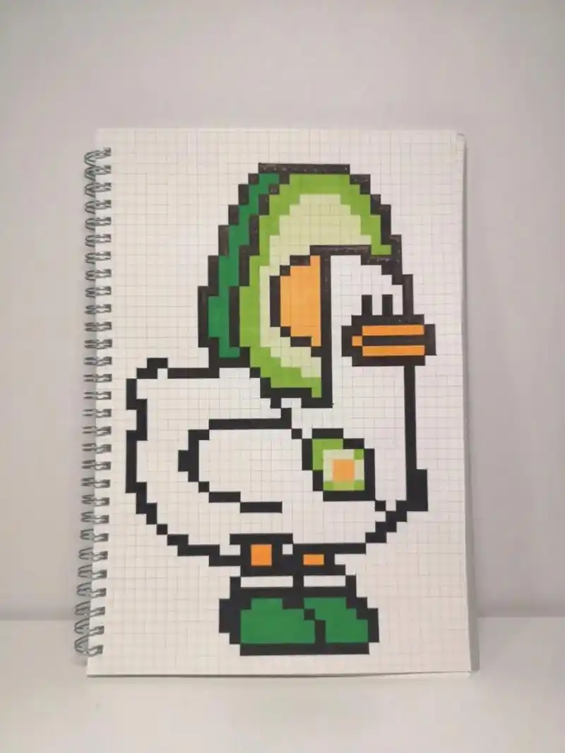 像素画:牛油果鸭05 网格本:b5 图纸: 原图:@dk duck #拼豆# #像素画