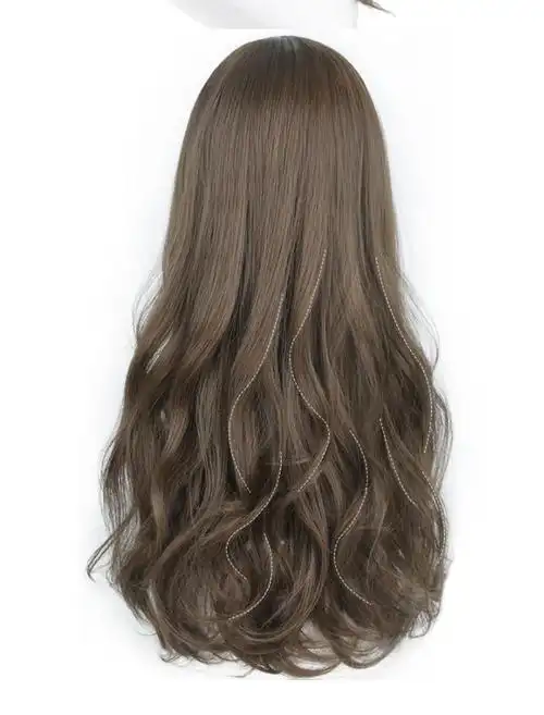 美元素假发女长时尚甜美齐刘海大波浪长卷发蓬松齐刘海长发女士假发套