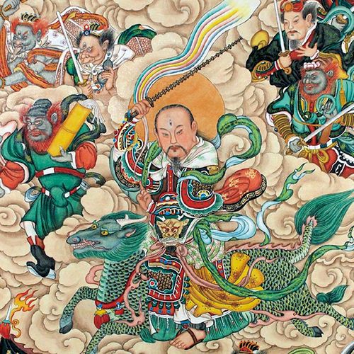 九天应元雷声普化天尊画像卷轴道教神仙装饰画国画